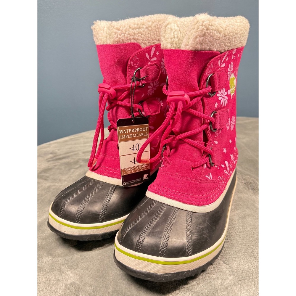 Sorel Cheyanne Boots Girls 5 Pink Waterproof Suede Winter Snow Duck